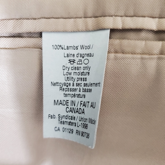 Lauren Ralph Lauren 100% Lambswool Hounds tooth Tan Jacket, Size 43L - Picture 10 of 15